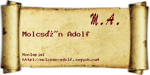 Molcsán Adolf névjegykártya